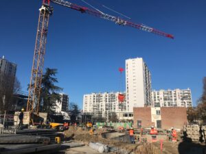 Implantation axe de chantier pour construction d'une école à Bobigny 93