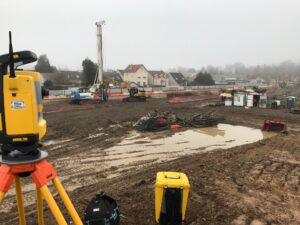 Implantation de pieux battuent echangeur de Trappe, dans les Yvelines, en Île-de-France